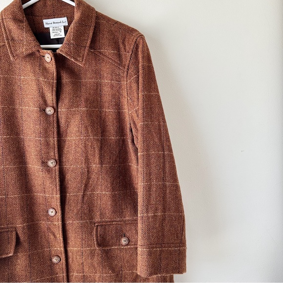 Harve Benard Jackets & Blazers - Harve Bernard Sport 100% Wool Jacket Coat Fall Shacket Grid Brown Cream 12